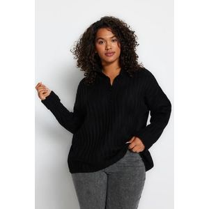 Trendyol Curve Black Button Closure Knitwear Sweater obraz