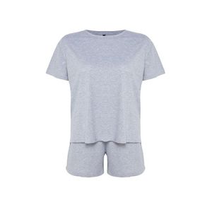 Trendyol Curve Gray Melange Back Printed Knitted Pajama Set obraz