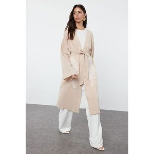 Trendyol Beige Linen Look Embroidered Woven Cape & Abaya & Abaya obraz