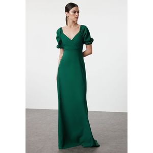 Trendyol Emerald Green A-Line Woven Long Evening Dress & Graduation Dress obraz