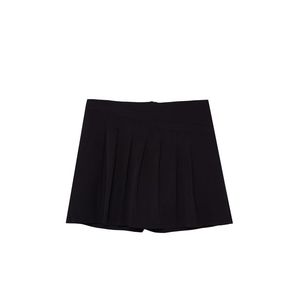 Trendyol Curve Black Pleated Woven Shorts Skirt obraz