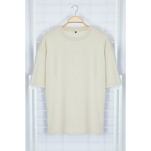 Trendyol Stone Oversize/Wide-Fit 100% Cotton Back Printed T-Shirt obraz