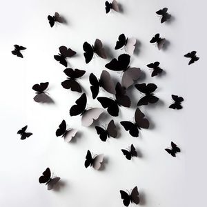 Motýli na stěnu 12ks Černá obraz