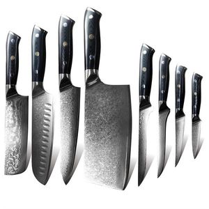 Sada damaškových kuchyňských nožů 8ks Černá obraz