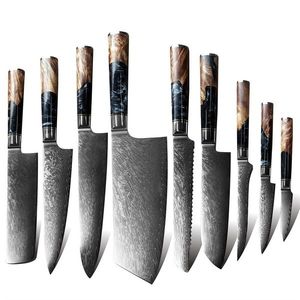 Sada damaškových kuchyňských nožů Japan 9ks Hnědá obraz