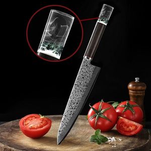 Damaškový kuchyňský nůž Takasaki Hnědá/Zelená obraz