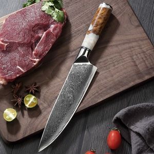 Damaškový kuchyňský nůž Hanamaki Bílá obraz