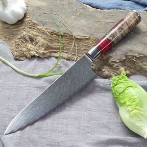 Damaškový kuchyňský nůž Hakusan Chef/Červená obraz