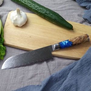 Damaškový kuchyňský nůž Hakusan Santoku/Modrá obraz