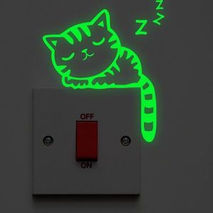 Fosforeskující samolepka nad vypínač Kočička obraz