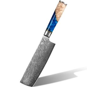 Damaškový kuchyňský nůž Hakusan Small Cleaver/Modrá obraz