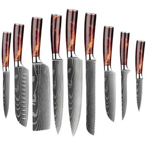 Sada kuchyňských nožů Blade 9ks Hnědá obraz