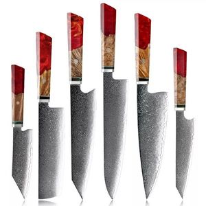 Sada damaškových kuchyňských nožů Kurume Červená obraz