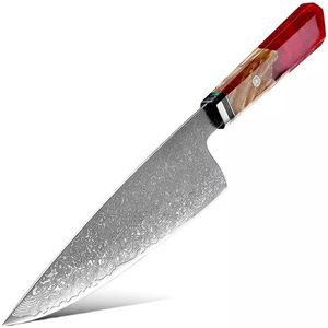 Damaškový kuchyňský nůž Kurume Chef/Červená/33, 5cm obraz