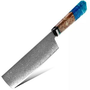Damaškový kuchyňský nůž Kurume Cleaver/Modrá/30, 5cm obraz