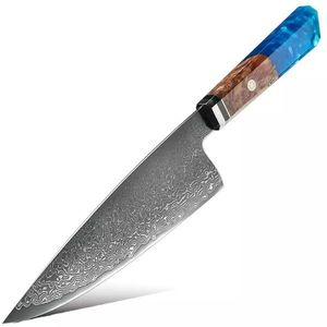 Damaškový kuchyňský nůž Kurume Chef/Modrá/33, 5cm obraz
