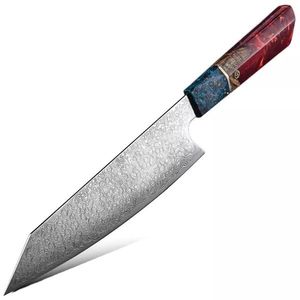 Damaškový kuchyňský nůž Saltama Kiritsuke/Červená obraz