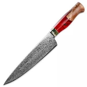 Damaškový kuchyňský nůž Sakai Chef/Červená obraz
