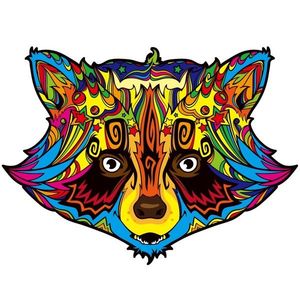 Dřevěné puzzle Color Raccoon/S obraz