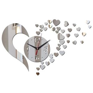 IZMAEL Nástěnné nalepovací hodiny Hearts KP24061 transparentní obraz