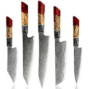 Sada damaškových kuchyňských nožů Saltama Červená obraz