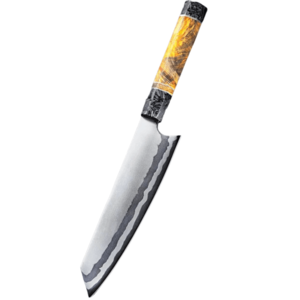 Damaškový kuchyňský nůž Fudžisawa Kiritsuke/Černá/Žlutá obraz