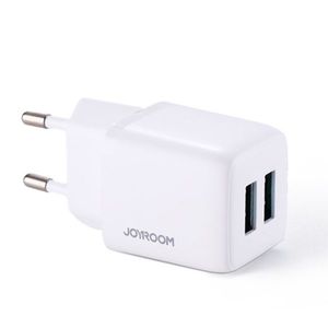 JoyRoom síťová nabíječka 2 x USB + rychlé nabíjení 12W, 2, 4A Bilá obraz