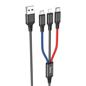 Multifunkční 1m Kabel s Lightning, Type C a micro USB konektory Multibarevná obraz