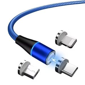 USB nabíjecí kabel 3v1 s magnetickými koncovkami Modrá obraz