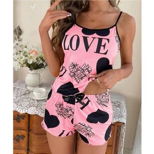 Krátke dámske pyžamo Love-Ružová/S obraz