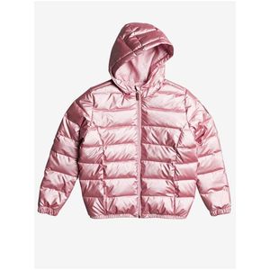 Růžová holčičí prošívaná zimní bunda s kapucí Roxy It Will Rain obraz