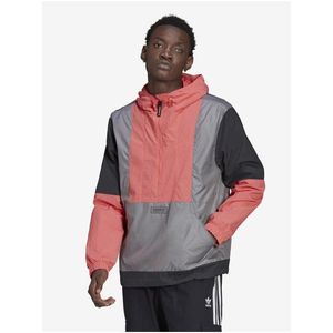 Růžovo-šedá pánská lehká bunda s kapucí adidas Originals obraz
