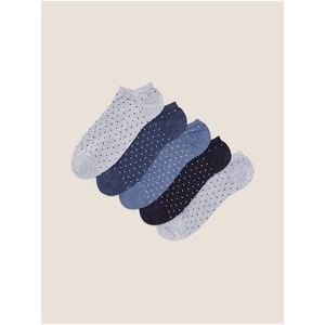 Sada pěti párů dámských puntíkovaných ponožek v modré, šedé a černé barvě Marks & Spencer Sumptuously Soft™ obraz