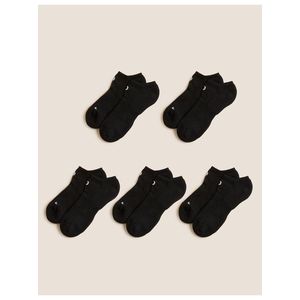 Sada pěti párů dámských sportovních ponožek v černé barvě Marks & Spencer Trainer Liners™ obraz