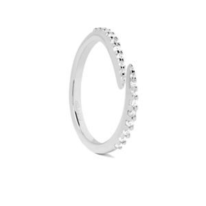 PDPAOLA Stříbrný otevřený prsten s čirými zirkony EMBRACE Silver AN02-805 50 mm obraz