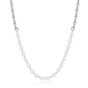 S`Agapõ Půvabný ocelový náhrdelník s perlami Chunky SHK63 obraz