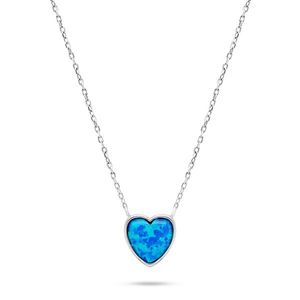 Brilio Silver Slušivý stříbrný náhrdelník Srdce s opálem NCL74WB obraz