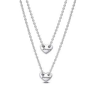 Pandora Dvojitý stříbrný náhrdelník Srdce Forever & Always 393207C00-45 obraz