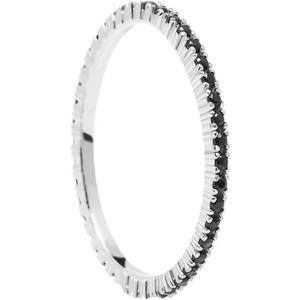 PDPAOLA Minimalistický prsten ze stříbra s černými zirkony Black Essential Silver AN02-348 54 mm obraz
