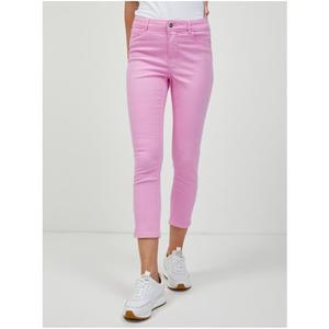 Růžové zkrácené slim fit džíny obraz