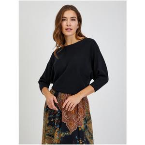 Černý dámský žebrovaný svetr s netopýřími rukávy obraz