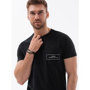 Pánské bavlněné tričko s potiskem kapes černé V1 S1742 obraz