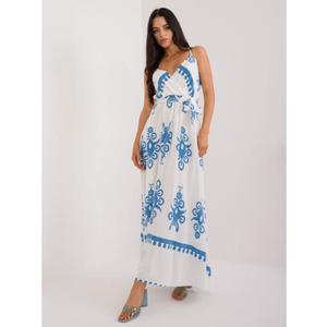 Dámské šaty s rozšířeným vzorem modré a bílé obraz