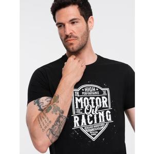Pánské tričko s potiskem v motocyklovém stylu černé obraz