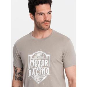 Pánské tričko s potiskem v motocyklovém stylu popelavé obraz