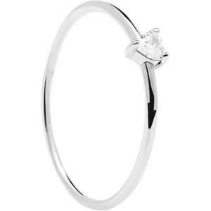 PDPAOLA Minimalistický stříbrný prsten se srdíčkem White Heart Silver AN02-223 50 mm obraz