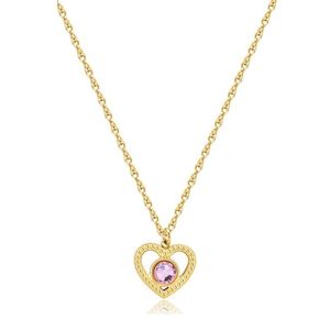 S`Agapõ Něžný pozlacený náhrdelník Srdíčko s krystalem Lucky Light SKT36 obraz