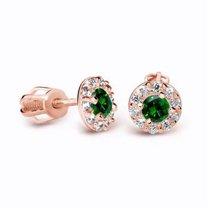 Cutie Diamonds Luxusní náušnice z růžového zlata se smaragdy a diamanty DZ60167-30-SM-X-4 obraz