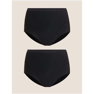 Lehce stahující kalhotky bez viditelného lemu s vysokým pasem, 2 ks v balení Marks & Spencer černá obraz