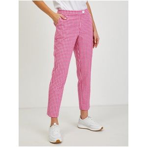 Tmavě růžové dámské kostkované kalhoty ORSAY obraz